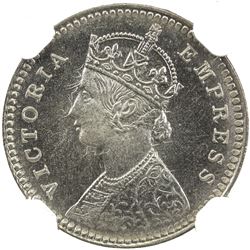 BRITISH INDIA: Victoria, Empress, 1876-1901, AR 2 annas, 1894-C. NGC MS66