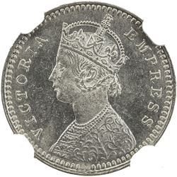 BRITISH INDIA: Victoria, Empress, 1876-1901, AR 2 annas, 1896-C. NGC MS63