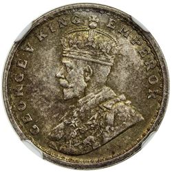 BRITISH INDIA: George V, 1910-1936, AR 2 annas, 1911(c). NGC MS63