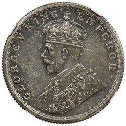 BRITISH INDIA: George V, 1910-1936, AR 1/2 rupee, 1915(c). NGC PF63
