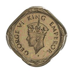 BRITISH INDIA: George VI, 1937-1947, 1/2 anna, 1943(b). PCGS PF63