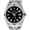 Rolex Men's Stainless Steel Black Baguette Diamond Dial & Sapphire Datejust Wris