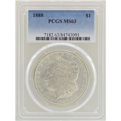 1888 $1 Morgan Silver Dollar Coin PCGS MS63