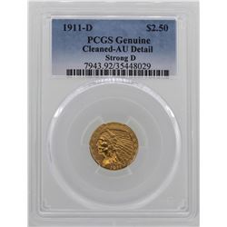 1911-D Strong D $2 1/2 Indian Head Quarter Eagle Gold Coin PCGS AU Details