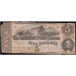 1862 $5 Confederate States of America Note