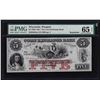 Image 1 : 1850's-60's $5 The Exchange Bank Waupun, WI Obsolete Note PMG Gem Unc. 65EPQ