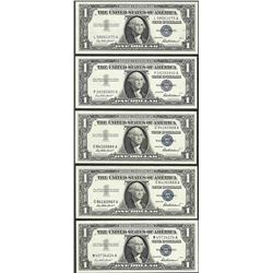Lot of (5) 1957 $1 Silver Certificate Notes Uncirculated