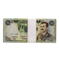 Lot of (25) Iraqi 25 Dinars Saddam Hussein Notes
