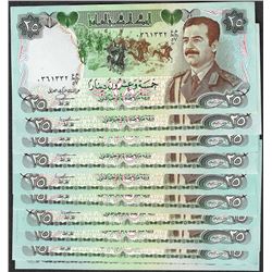 Lot of (10) Iraqi 25 Dinars Saddam Hussein Notes