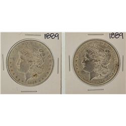 Lot of (2) 1889 $1 Morgan Silver Dollar Coins
