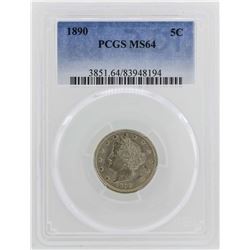 1890 Liberty V Nickel Coin PCGS MS64