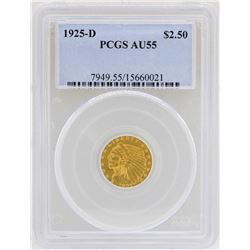 1925-D $2 1/2 Indian Head Quarter Eagle Gold Coin PCGS AU55
