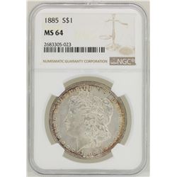 1885 $1 Morgan Silver Dollar Coin NGC MS64