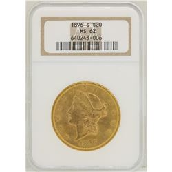 1896-S $20 Liberty Head Double Eagle Gold Coin NGC MS62