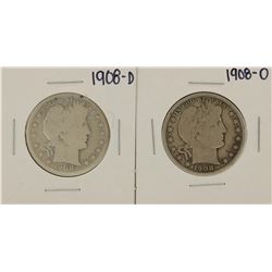 Lot of 1908-D & 1908-O Barber Half Dollar Coins