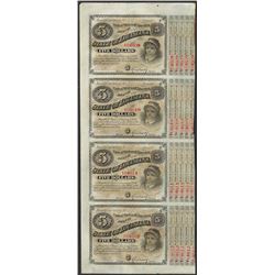 Uncut Sheet of (4) State of Louisiana Baby Bond Obsolete Notes