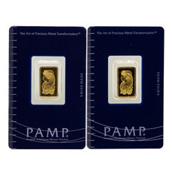 Lot of (2) Suisse 2.5 Gram Fine Gold Pamp Gold Bars