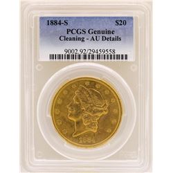 1884-S $20 Liberty Head Double Eagle Gold Coin PCGS Genuine AU Details