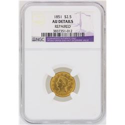 1851 $2 1/2 Liberty Head Quarter Eagle Gold Coin NGC AU Details