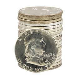 Roll of (20) 1962 Brilliant Uncirculated Franklin Half Dollars