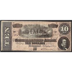1864 $10 Confederate States of America Note