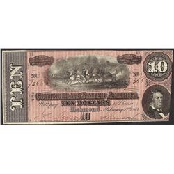 1864 $10 Confederate States of America Note