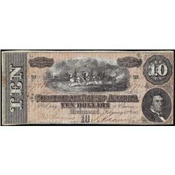 1864 $10 Confederate States of America Note