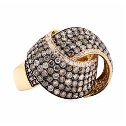 18KT Rose Gold 2.84 ctw Brown and White Diamond Ring