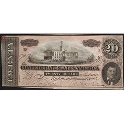 1864 $20 Confederate States of America Note