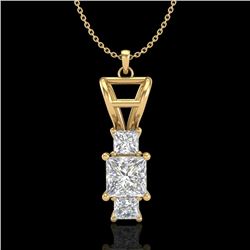 1.54 CTW Princess VS/SI Diamond Solitaire Art Deco Necklace 18K Yellow Gold - REF-418A2X - 37204