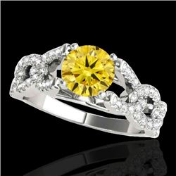 1.5 CTW Certified Si/I Fancy Intense Yellow Diamond Solitaire Ring 10K White Gold - REF-180T2M - 352