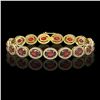 Image 1 : 21.98 CTW Garnet & Diamond Halo Bracelet 10K Yellow Gold - REF-247N6Y - 40648