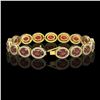Image 2 : 21.98 CTW Garnet & Diamond Halo Bracelet 10K Yellow Gold - REF-247N6Y - 40648