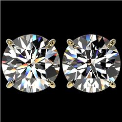 5 CTW Certified H-SI/I Quality Diamond Solitaire Stud Earrings 10K Yellow Gold - REF-1740M2H - 33144