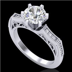 1.51 CTW VS/SI Diamond Solitaire Art Deco Ring 18K White Gold - REF-442A5X - 37076