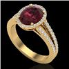 Image 2 : 3 CTW Garnet & Micro VS/SI Diamond Halo Solitaire Ring 18K Yellow Gold - REF-67X3T - 20942