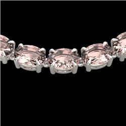 54 CTW Morganite Eternity Designer Inspired Tennis Necklace 14K White Gold - REF-614K9W - 23405