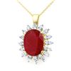Image 1 : 8.25 CTW Ruby & Diamond Pendant 14K Yellow Gold - REF-131M8H - 12892