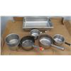 Image 1 : Qty 6 Stainless Steel 6" Inserts, Qty 4 Sauce Pots, Qty 1 Full Size 4" Hotel Pan