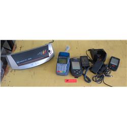 Verifone, United, Janam POS/Credit Card Readers w/ Chargers (Approx 6pcs), GBC Heatseal Pouch Lamina