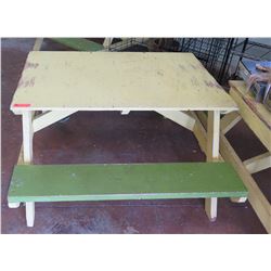 Yellow and Green Wood Picnic Table