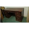 Image 1 : Dark Wooden Desk w/ 7 Drawers (looks like has termites) 61.5 x 23.5 x 30H