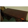 Image 2 : Dark Wooden Desk w/ 7 Drawers (looks like has termites) 61.5 x 23.5 x 30H