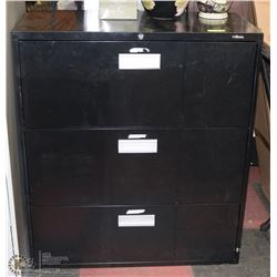 3 DRAWER BLACK METAL FILING CABINET