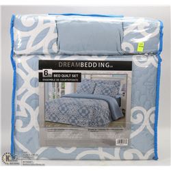 NEW 6 PC KING SIZE QUILT AND SHEET SET