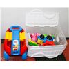 Image 1 : LARGE TOTE OF MEGA BLOCKS WITH MEGA BLOCKS WAGON