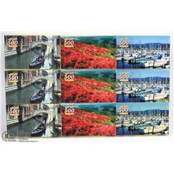 GROUP OF NINE 500 PC PUZZLES
