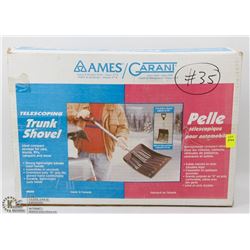 #35) BOX W/ NEW EMERGENCY SHOVEL FOR CAR