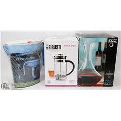 FLAT WITH WINE AND DINE GLASS DECANTER, FRENCH