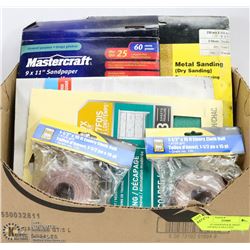BOX OF SANDPAPER & EMERY CLOTH ROLLS INCLUDES